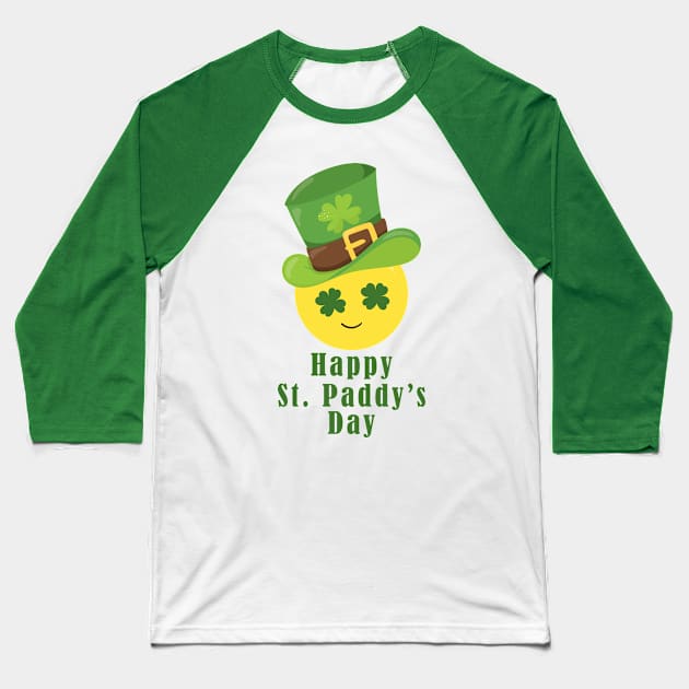 Happy St. Paddy's Day Lucky Emoticon Baseball T-Shirt by 4Craig